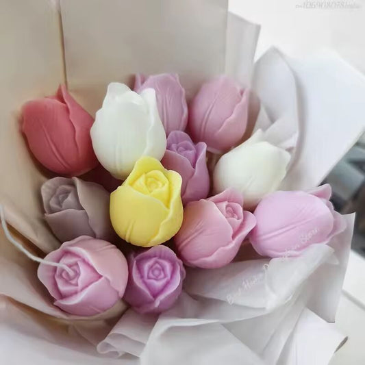 DIY Flowers Tulip Silicone Mold Handmade Scented Candle Plaster Resin Molds Homemade Cookies Chocolate Candy Baking Tool