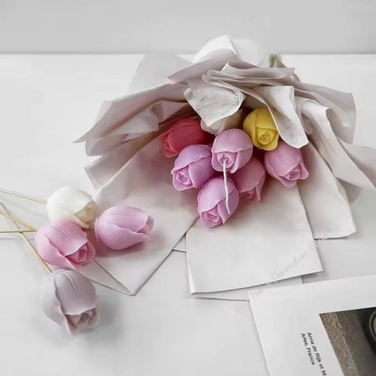 DIY Flowers Tulip Silicone Mold Handmade Scented Candle Plaster Resin Molds Homemade Cookies Chocolate Candy Baking Tool